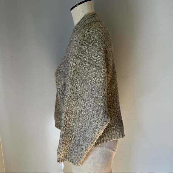 Wool Alpaca Blend Women’s Light Brown Mock Neck Ribbed Knit Cozy Sweater Sz S - Picture 3 of 9